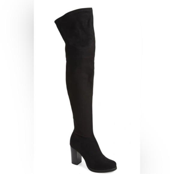 Calvin Klein Bisma Suede Over the Knee Chunky Heeled Boots - Picture 3 of 9